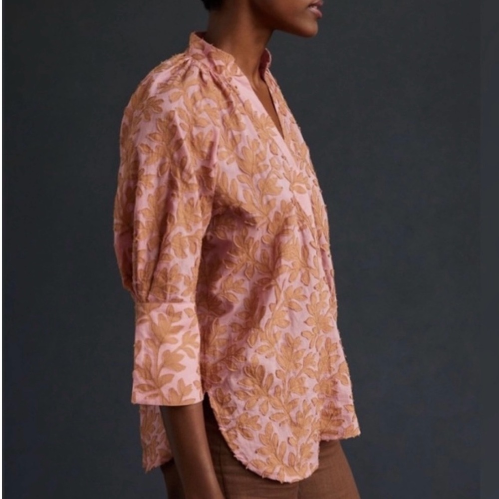 ANTHROPOLOGIE FLORAL LEAF TOP - Picture 4 of 12